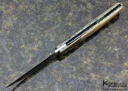 Stephen Olszewski Custom Knife Damascus, Bronze Linerlock - Image 7