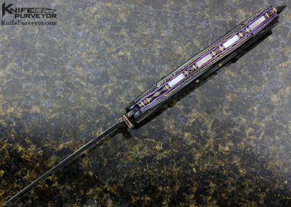 Mark Steinbrecher Custom Knife Blacklip Pearl and Jerry Rados "Turkish Twist" Damascus Double Action Automatic Linerlock - Image 5