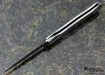 Joe Kious Custom Knife Damascus & Exotic Material Lockback Dagger Engraved by Joe Mason - Image 6