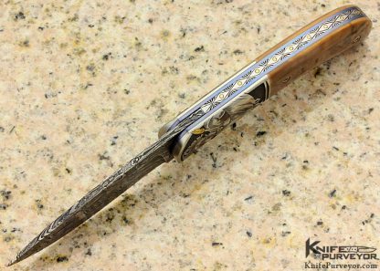 Jody Muller Custom Knife Sole Authorship Damascus and Engraved "Spartans" Linerlock - Image 5