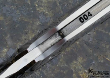 Dwight Towell Custom Knife Sole Authorship Engraved Green Jade Interframe Lockback Dagger with 24Kt Gold Inlays - Image 7