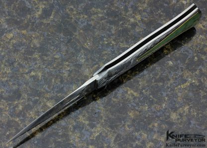 Dwight Towell Custom Knife Sole Authorship Engraved Green Jade Interframe Lockback Dagger with 24Kt Gold Inlays - Image 6