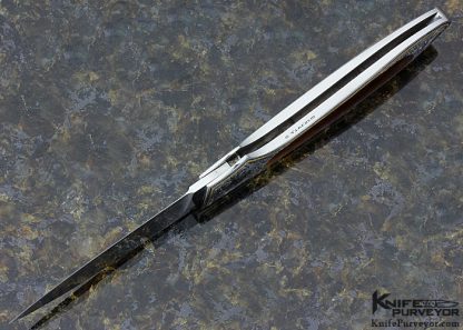 Koichi Kagawa Custom Knife Tiger Eye Interframe Engraved by S. Takeuchi Tiger Eye with Gold Inlays Midlock - Image 6