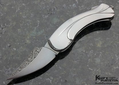 Robert Weinstock Custom Knife Sole Authorship Engraved & Carved Blued Steel Lockback
