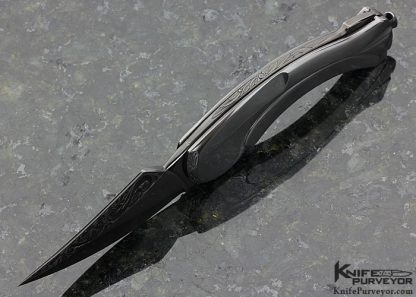 Robert Weinstock Custom Knife Sole Authorship Engraved & Carved Blued Steel Lockback - Image 4