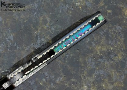 Jerry McClure Custom Knife Damasteel & Black Lip Tahitian Pearl Shell Linerlock - Image 7
