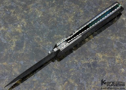 Jerry McClure Custom Knife Damasteel & Black Lip Tahitian Pearl Shell Linerlock - Image 6