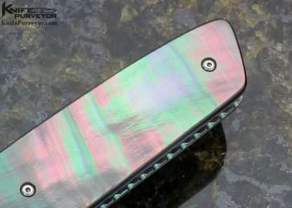 Jerry McClure Custom Knife Damasteel & Black Lip Tahitian Pearl Shell Linerlock - Image 3