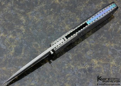 Jerry McClure Custom Knife Damasteel & Black Lip Tahitian Pearl Shell Linerlock - Image 5