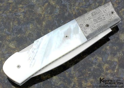 Frank Centofante Custom Knife Mother of Pearl Shell & Robert Eggerling Mosaic Damascus Lockback - Image 3
