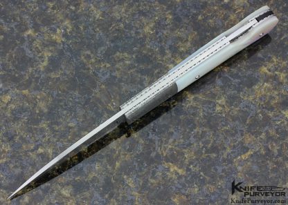 Frank Centofante Custom Knife Mother of Pearl Shell & Robert Eggerling Mosaic Damascus Lockback - Image 4