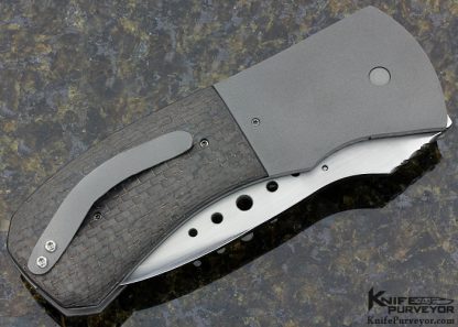 Aaron Frederick Custom Knives Lightning Strike Carbon Fiber & Hand Rubbed Satin Finished S30V "Big Boy" Linerlock - Image 3