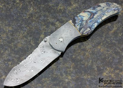 George Muller Custom Knife Twist Damasteel, Meteorite & Mammoth Molar Linerlock