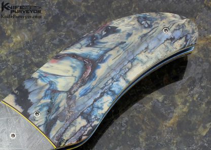 George Muller Custom Knife Twist Damasteel, Meteorite & Mammoth Molar Linerlock - Image 3