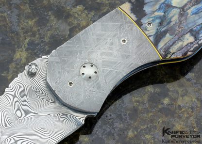 George Muller Custom Knife Twist Damasteel, Meteorite & Mammoth Molar Linerlock - Image 2