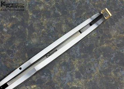 Warren Osborne Custom Knife Jon Robyn Engraved "Pirate"  Exotic Material And Damascus Auto Lockback Dagger - Image 10