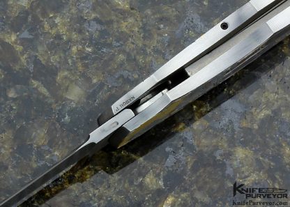 Warren Osborne Custom Knife Jon Robyn Engraved "Pirate"  Exotic Material And Damascus Auto Lockback Dagger - Image 9