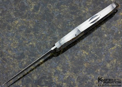 Warren Osborne Custom Knife Jon Robyn Engraved "Pirate"  Exotic Material And Damascus Auto Lockback Dagger - Image 6