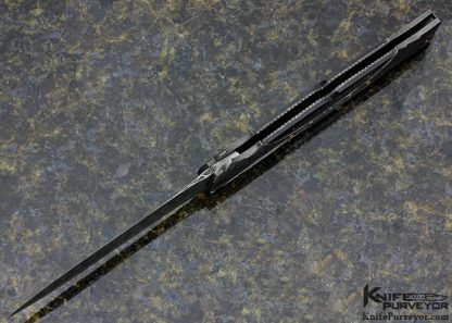 Ken Steigerwalt Custom Knife Damascus & Blacklip Tahitian Pearl Shell Lockback Dagger - Image 5