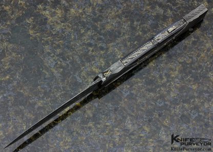 Ken Steigerwalt Custom Knife Damascus & Blacklip Tahitian Pearl Shell Lockback Dagger - Image 4