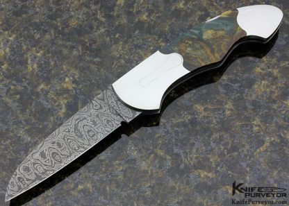 Warren Osborne Custom Knife Mike Norris Stainless Steel Damascus & Jasper Auto Lockback