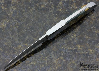 Warren Osborne Custom Knife Mike Norris Stainless Steel Damascus & Jasper Auto Lockback - Image 4