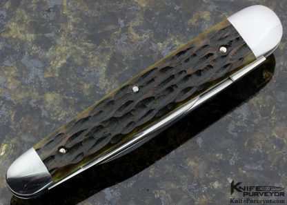 Richard Rogers Custom Knife 2 Blade Green Jigged Bone Slip Joint - Image 3