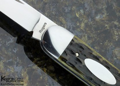 Richard Rogers Custom Knife 2 Blade Green Jigged Bone Slip Joint - Image 2