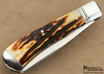 Bill Ruple Custom Knife Amber Stag 2 Blade Trapper Slip Joint - Image 3