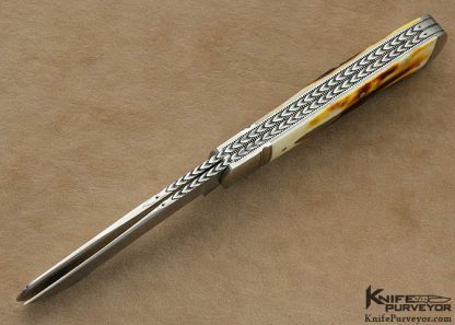 Bill Ruple Custom Knife Amber Stag 2 Blade Trapper Slip Joint - Image 4