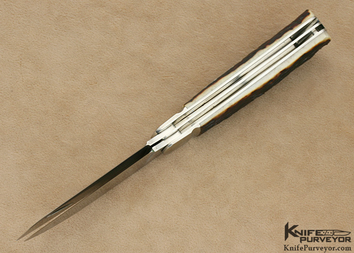 Hiroaki Ohta Custom Knife 2 Blade Trapper Stag Slip Joint - Image 5