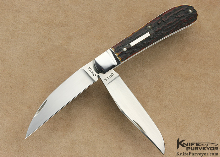 Hiroaki Ohta Custom Knife 2 Blade Trapper Stag Slip Joint