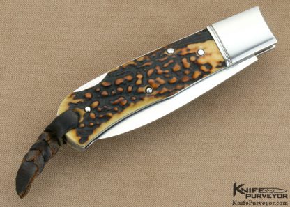 Ryuichi Kawamura Custom Knife "Jess Horn Tribute" Stag Lockback Folder - Image 3