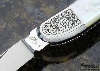 Ryuichi Kawamura Custom Knife Mother of Pearl Shell 3 Blade Slip Joint Engraved by Simon Lytton - Image 2