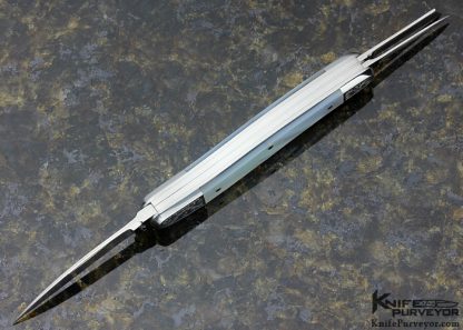 Ryuichi Kawamura Custom Knife Mother of Pearl Shell 3 Blade Slip Joint Engraved by Simon Lytton - Image 5