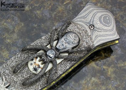 Gail Lunn Custom Knife Carved Damascus D/A Automatic Linerlock Dagger - Image 3