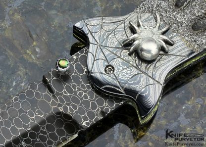 Gail Lunn Custom Knife Carved Damascus D/A Automatic Linerlock Dagger - Image 2