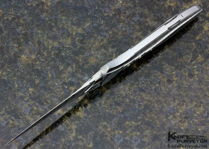 Ron Best Custom Knife Carved Damascus & Black Lip Tahitian Pearl Lockback Dagger - Image 4