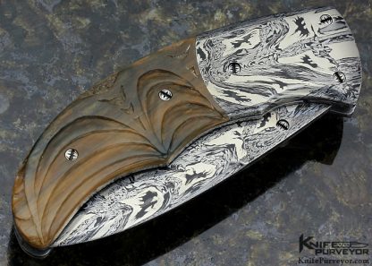 Shane Taylor Custom Knife Sole Authorship Mosaic "Dragons" Damascus Linerlock - Image 4