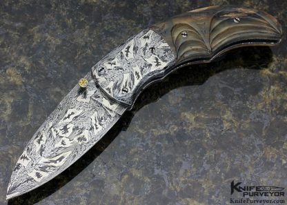 Shane Taylor Custom Knife Sole Authorship Mosaic "Dragons" Damascus Linerlock