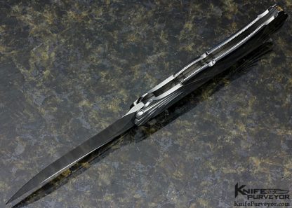 Ken Steigerwalt Custom Knife Fluted Steel & Black Lip Tahitaian Pearl Shell "Sea Breeze" Lockback - Image 8