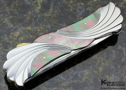 Ken Steigerwalt Custom Knife Fluted Steel & Black Lip Tahitaian Pearl Shell "Sea Breeze" Lockback - Image 4