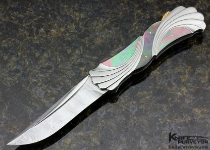 Ken Steigerwalt Custom Knife Fluted Steel & Black Lip Tahitaian Pearl Shell "Sea Breeze" Lockback