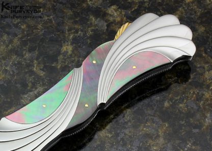 Ken Steigerwalt Custom Knife Fluted Steel & Black Lip Tahitaian Pearl Shell "Sea Breeze" Lockback - Image 3