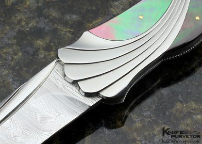 Ken Steigerwalt Custom Knife Fluted Steel & Black Lip Tahitaian Pearl Shell "Sea Breeze" Lockback - Image 2