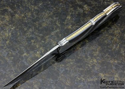 Ken Steigerwalt Custom Knife Fluted Steel & Black Lip Tahitaian Pearl Shell "Sea Breeze" Lockback - Image 5
