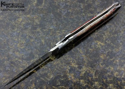 Scott Sawby Custom Knife Red Lace Agate & Edwards Black Jade "Egret" Button Lock - Image 6