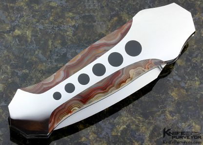 Scott Sawby Custom Knife Red Lace Agate & Edwards Black Jade "Egret" Button Lock - Image 3