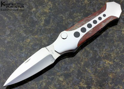 Scott Sawby Custom Knife Red Lace Agate & Edwards Black Jade "Egret" Button Lock 12052