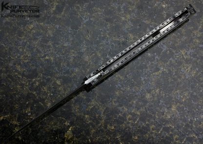 Joe Kious Custom Knife Damascus & Jade Interframe Lockback Dagger Engraved by Tim George - Image 7
